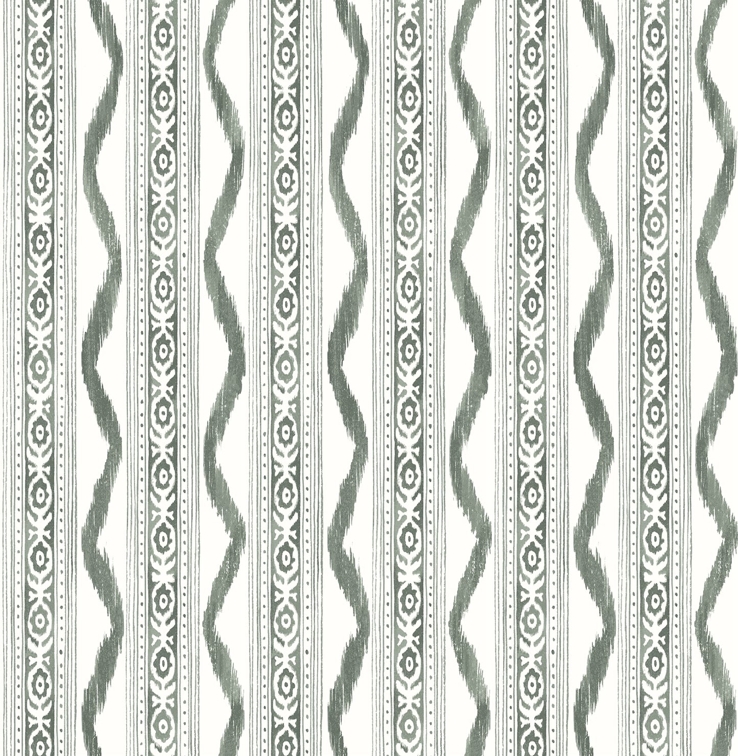 A-Street Prints Rhys Green IKAT Stripe Wallpaper, 20.5-in by 33-ft