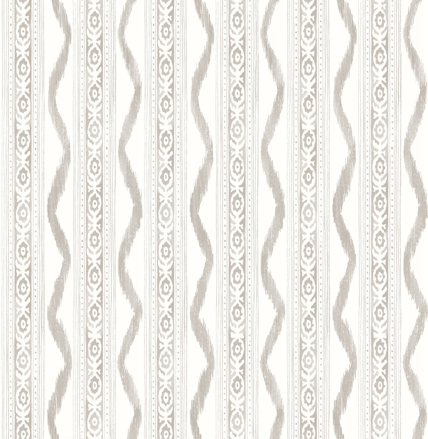 A-Street Prints Rhys Stone IKAT Stripe Wallpaper, 20.5-in by 33-ft