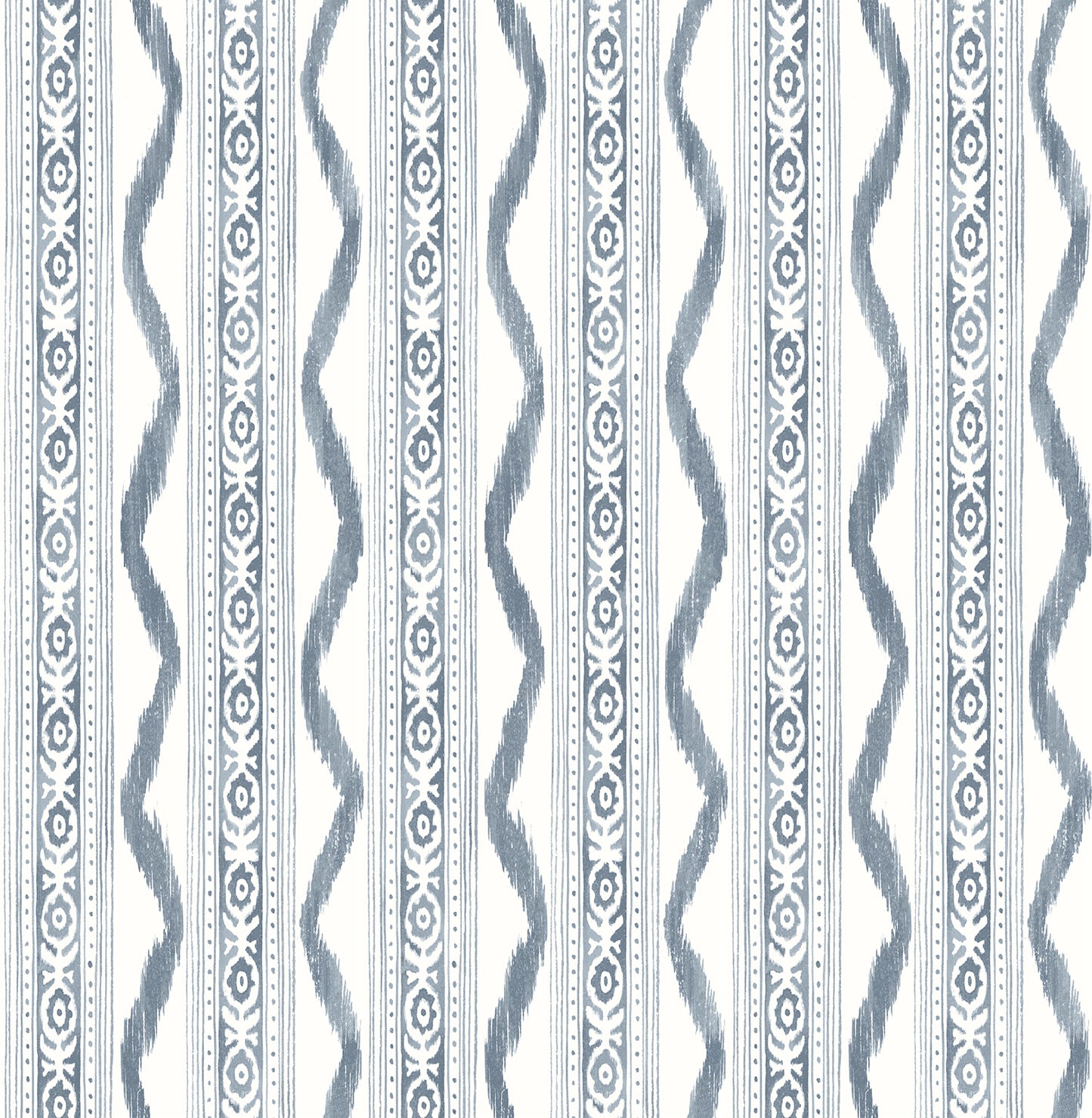 A-Street Prints Rhys Blue IKAT Stripe Wallpaper, 20.5-in by 33-ft