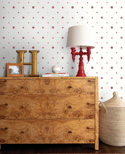 A-Street Prints Henry Red Starburst Wallpaper, 20.5-in by 33-ft