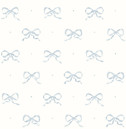 A-Street Prints Emma Blue Heather Large Bow Wallpaper, 20.5-in by 33-ft