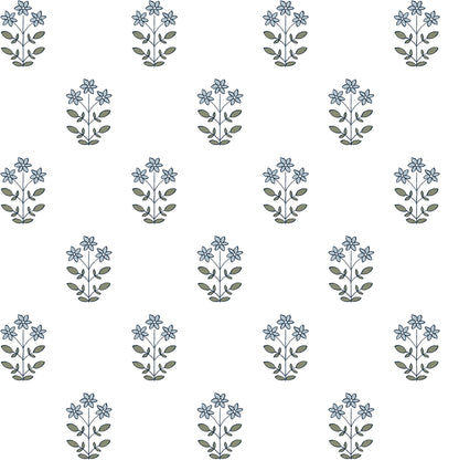 A-Street Prints Kit Blue Heather Floral Wallpaper, 20.5-in by 33-ft