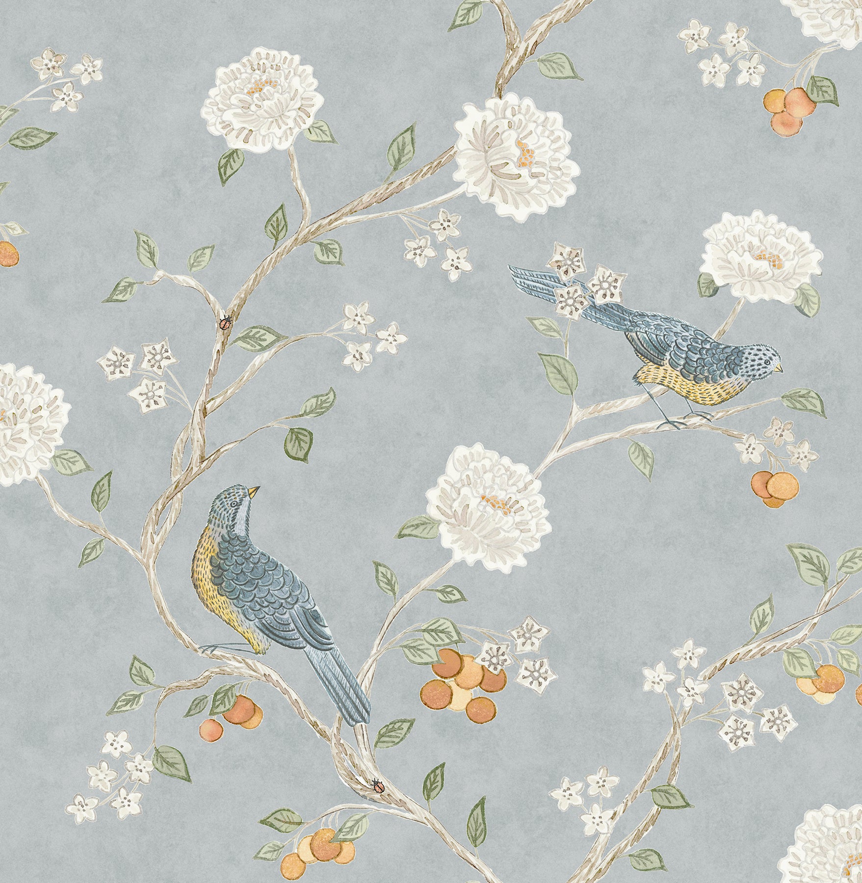 A-Street Prints Wellesley Blue Heather Chinoiserie Wallpaper, 20.5-in by 33-ft