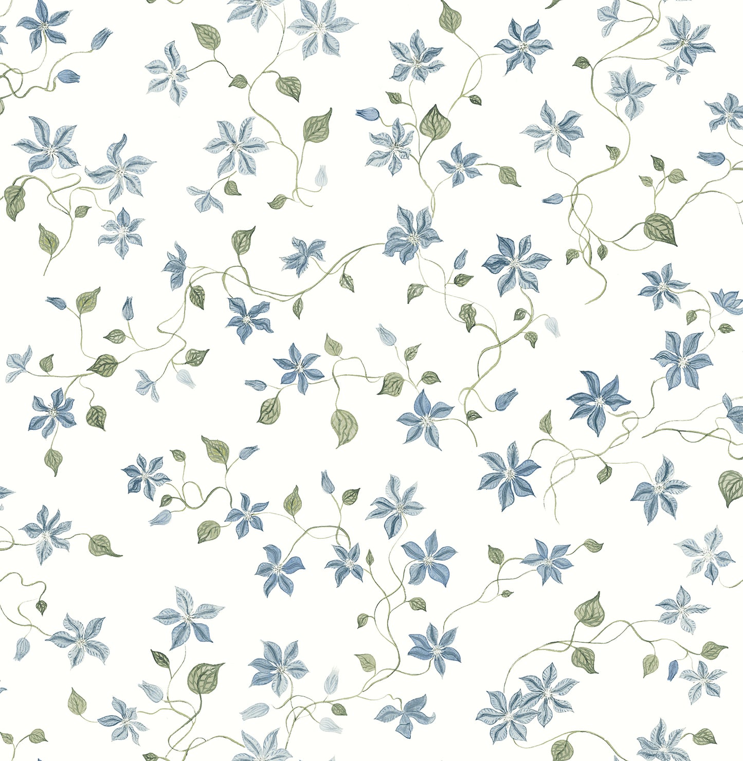 A-Street Prints Betsy Blue Heather Floral Trail Wallpaper, 20.5-in by 33-ft