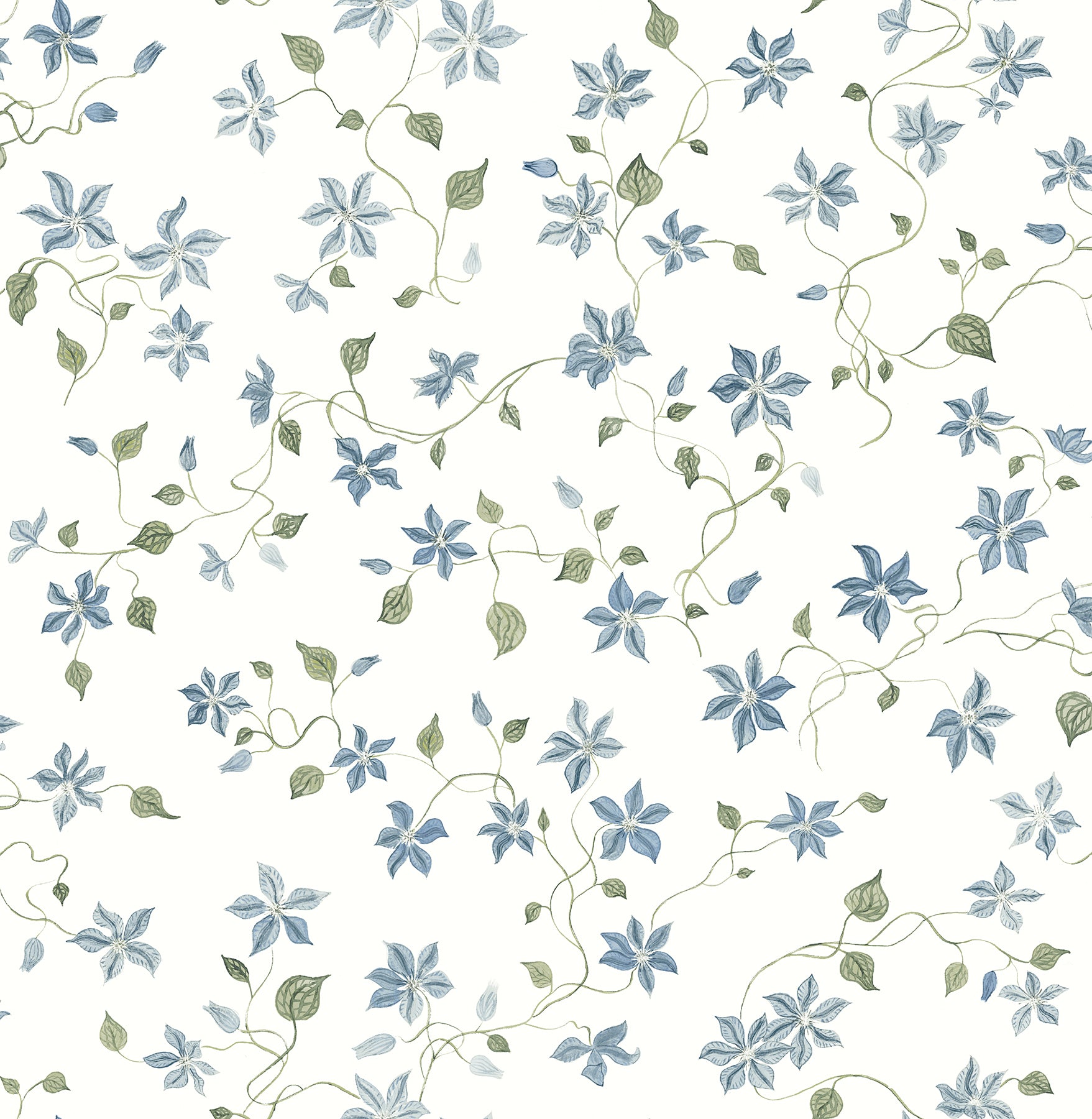 A-Street Prints Betsy Blue Heather Floral Trail Wallpaper, 20.5-in by 33-ft