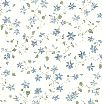 A-Street Prints Betsy Blue Heather Floral Trail Wallpaper, 20.5-in by 33-ft