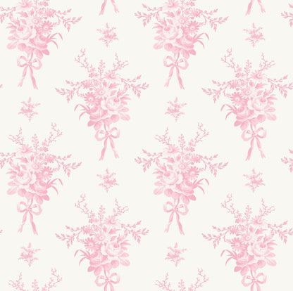 A-Street Prints Rosie Arrangements Kiss Pink Bouquet Toss Wallpaper, 20.5-in by 33-ft