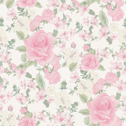 A-Street Prints Sunset Harbor Rose Vida Rosa Roses & White Flowers Wallpaper, 20.5-in by 33-ft