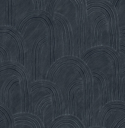 A-Street Prints Cabo Indigo Rippled Arches Wallpaper, 20.5-in by 33-ft