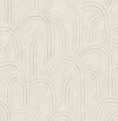 A-Street Prints Cabo Cream Rippled Arches Wallpaper, 20.5-in by 33-ft