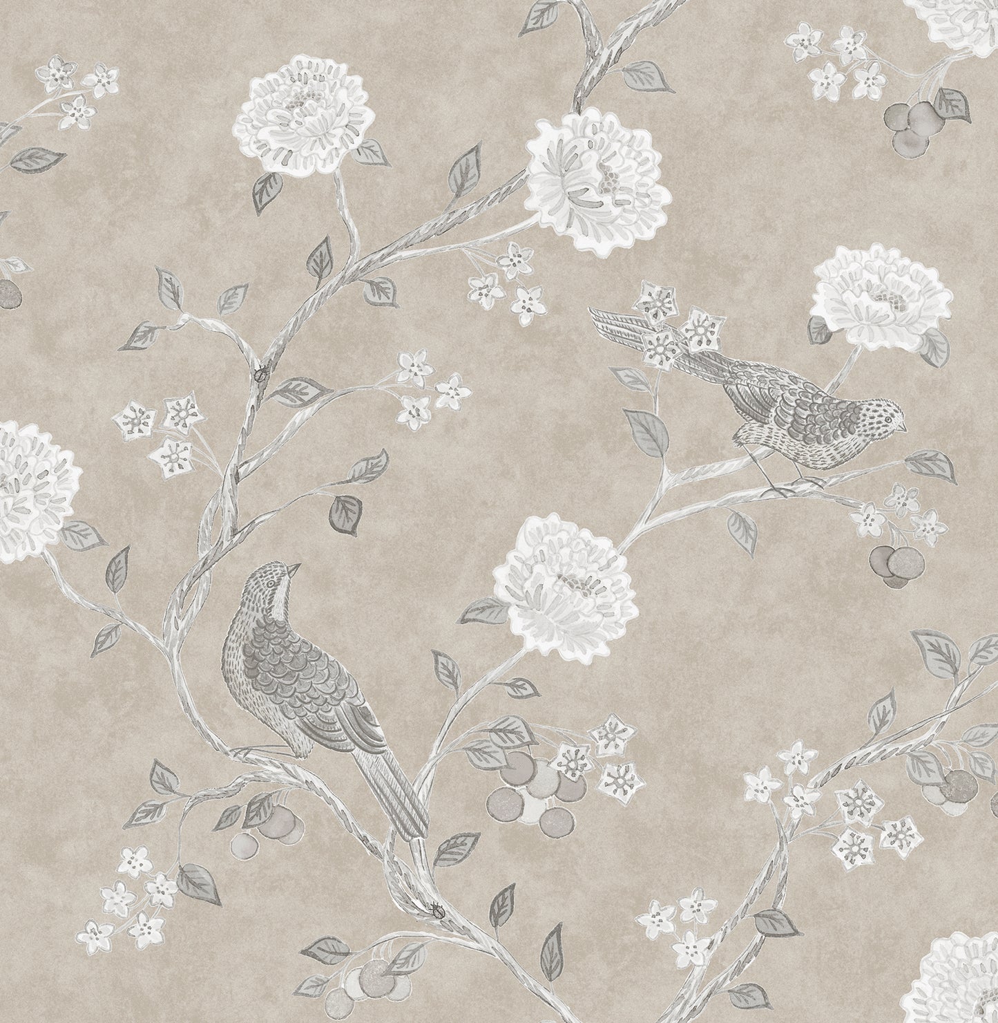 A-Street Prints Wellesley Taupe Chinoiserie Wallpaper, 20.5-in by 33-ft