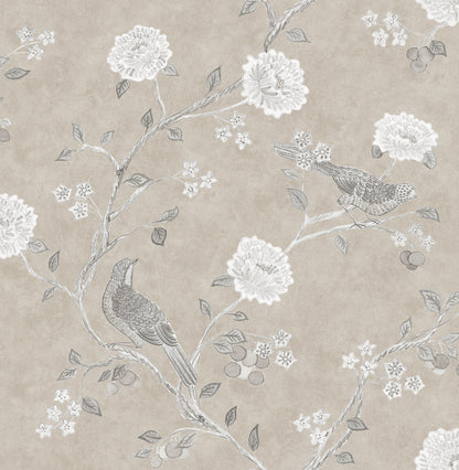 A-Street Prints Wellesley Taupe Chinoiserie Wallpaper, 20.5-in by 33-ft