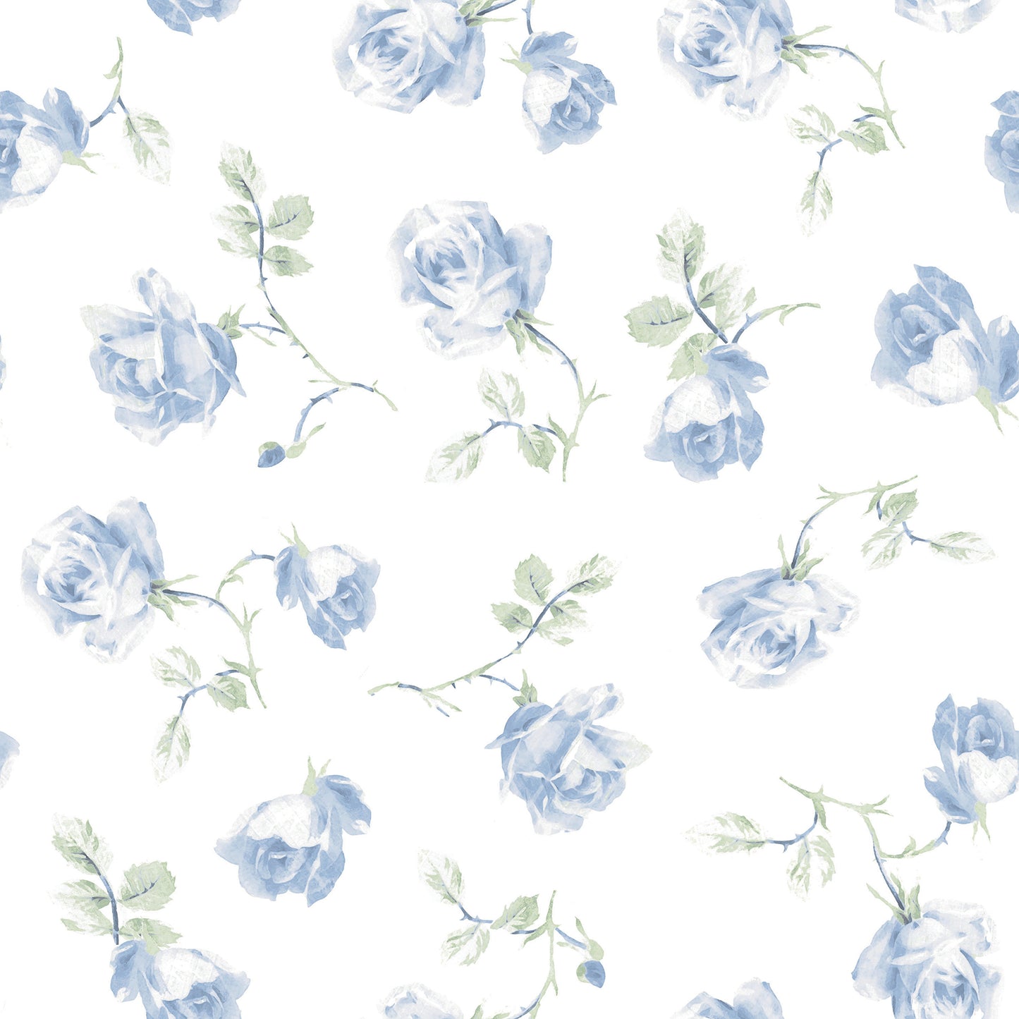 A-Street Prints Ribbon Rosa French Blue Loose Roses Wallpaper, 20.5-in by 33-ft