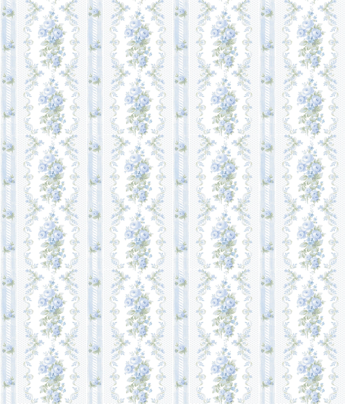 A-Street Prints Dreamy Days Sweet Blue Stripe & Floral Wallpaper, 20.5-in by 33-ft