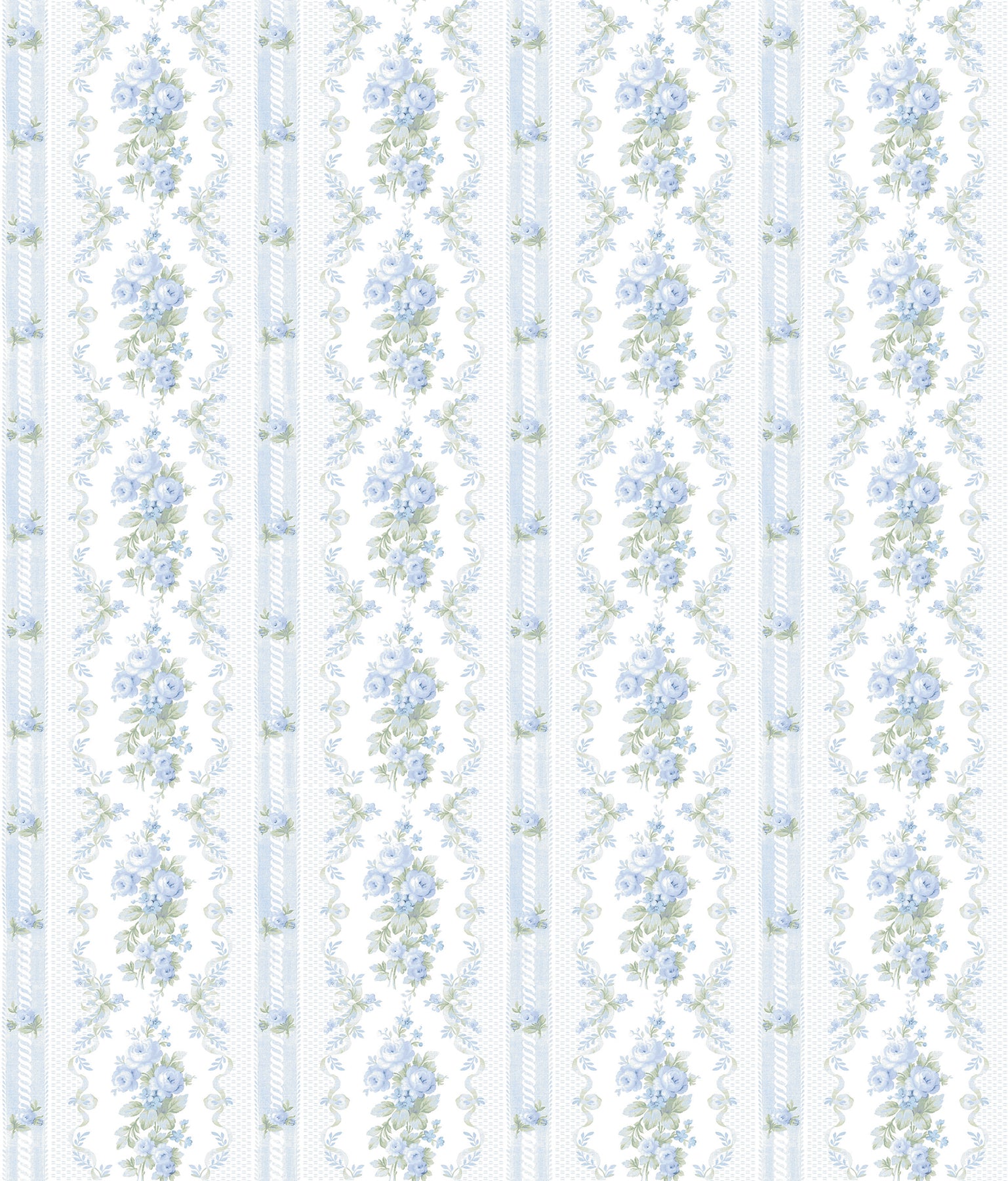 A-Street Prints Dreamy Days Sweet Blue Stripe & Floral Wallpaper, 20.5-in by 33-ft