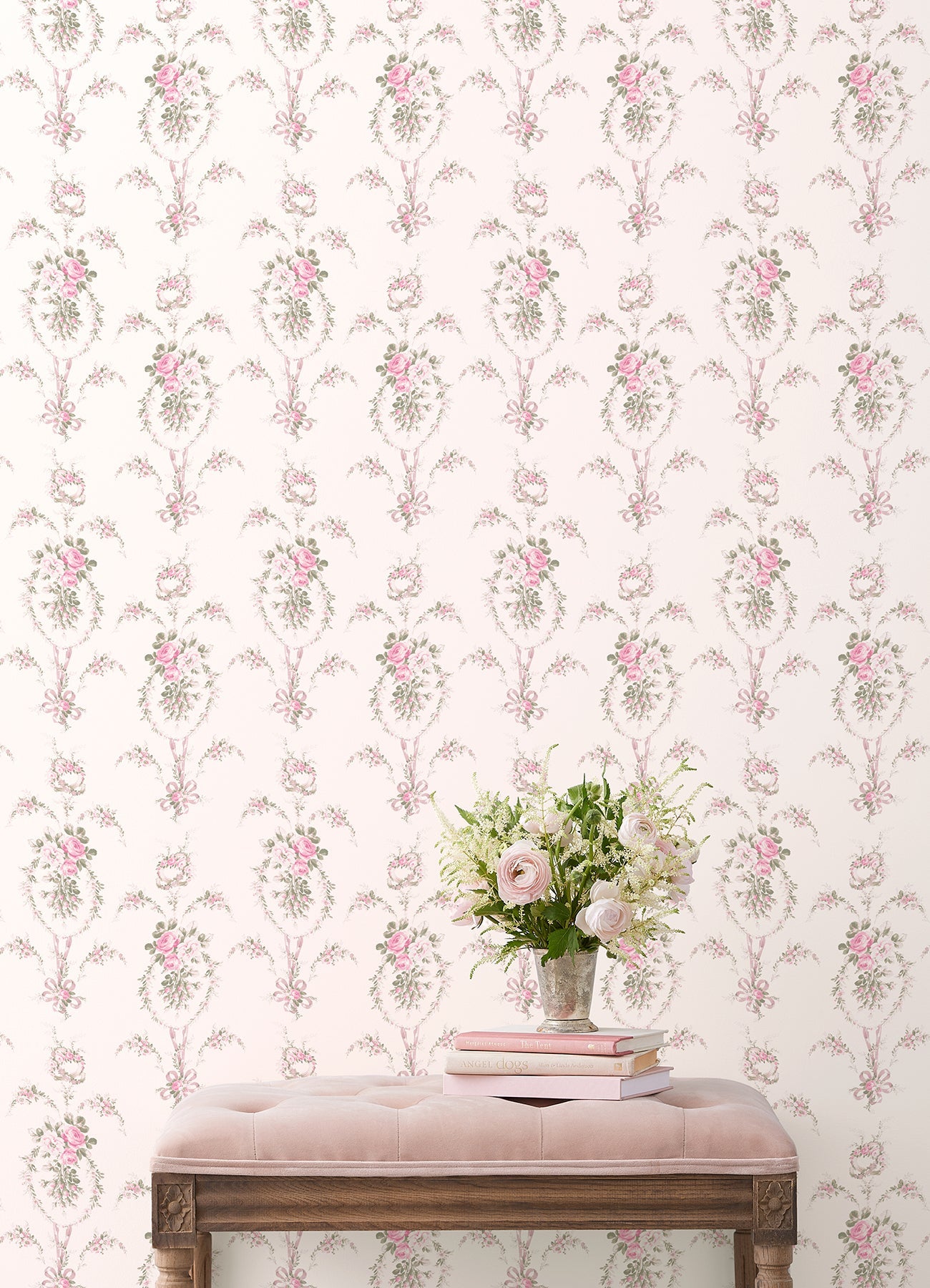 A-Street Prints Rose Cheeks Party Pink Floral Cluster Wallpaper, 20.5-in by 33-ft