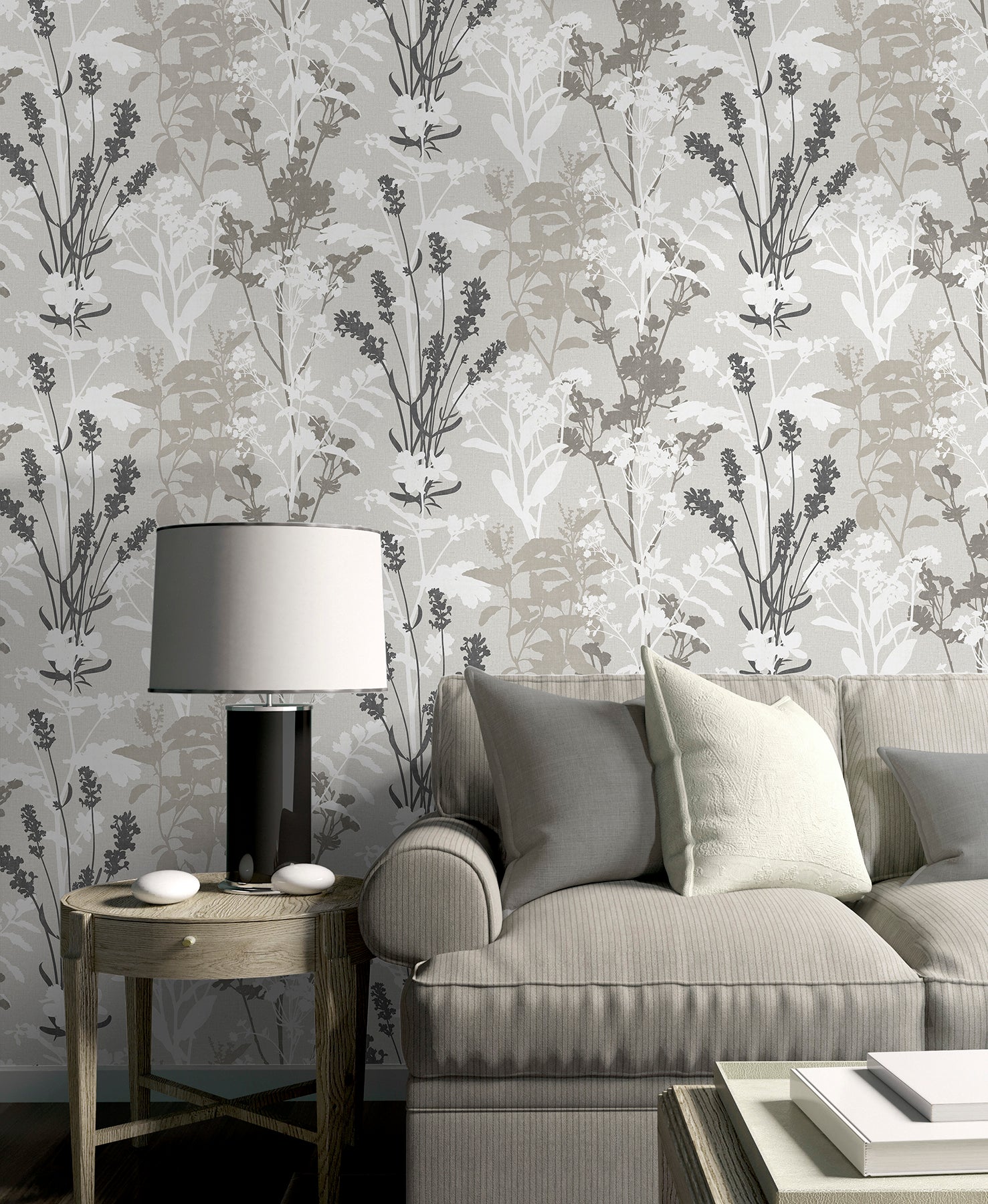 Fine Decor Meadow Grey Wild Flowers Wallpaper, 20.5-in by 33-ft