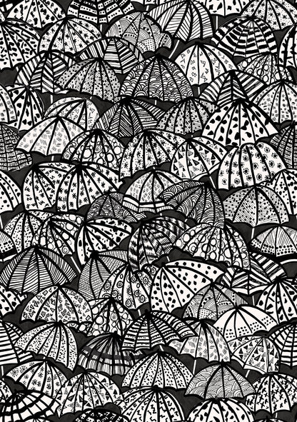 ohpopsi Dara Black Jolly Brollies Wallpaper, 19.7-in by 33-ft