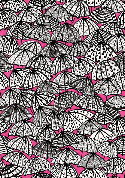 ohpopsi Dara Raspberry Jolly Brollies Wallpaper, 19.7-in by 33-ft