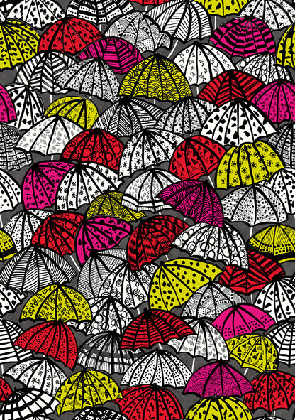 ohpopsi Dara Red Jolly Brollies Wallpaper, 19.7-in by 33-ft