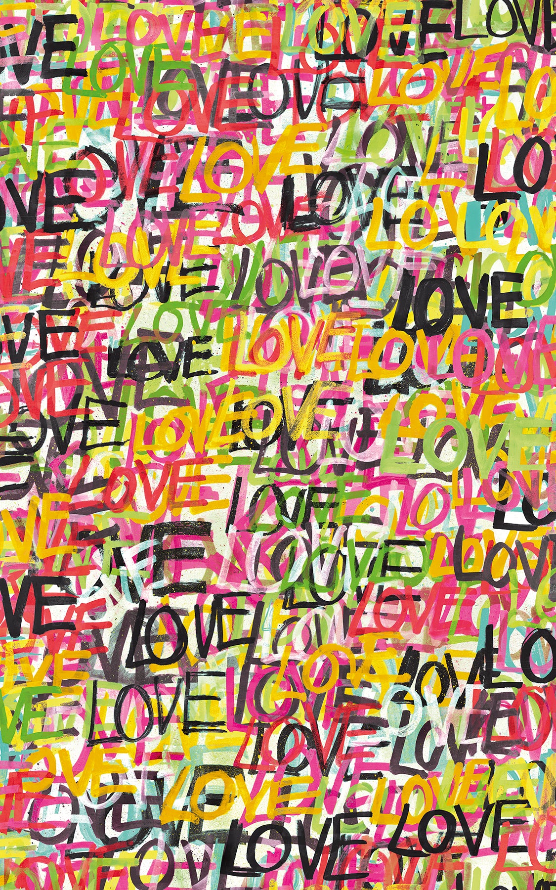 ohpopsi Indio Chartreuse Love Scribble Wallpaper, 19.7-in by 33-ft