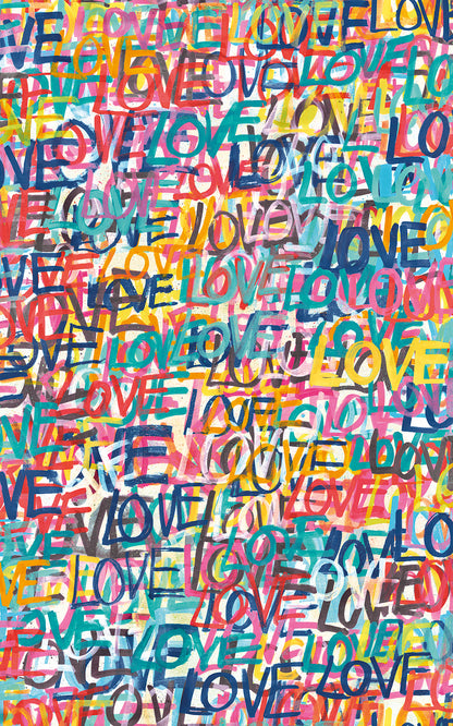 ohpopsi Indio Multicolor Love Scribble Wallpaper, 19.7-in by 33-ft