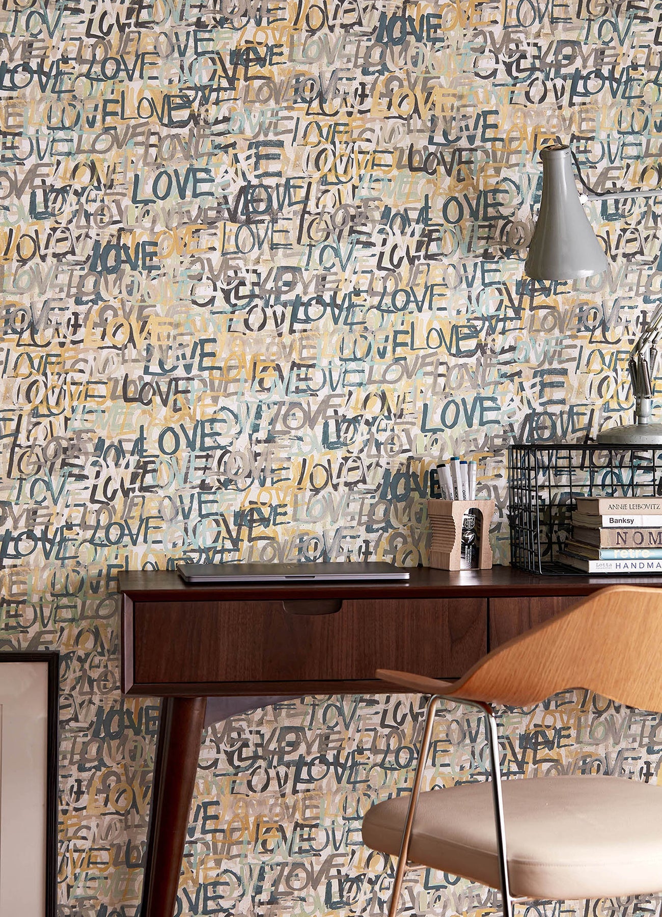 ohpopsi Indio Neutral Love Scribble Wallpaper, 19.7-in by 33-ft