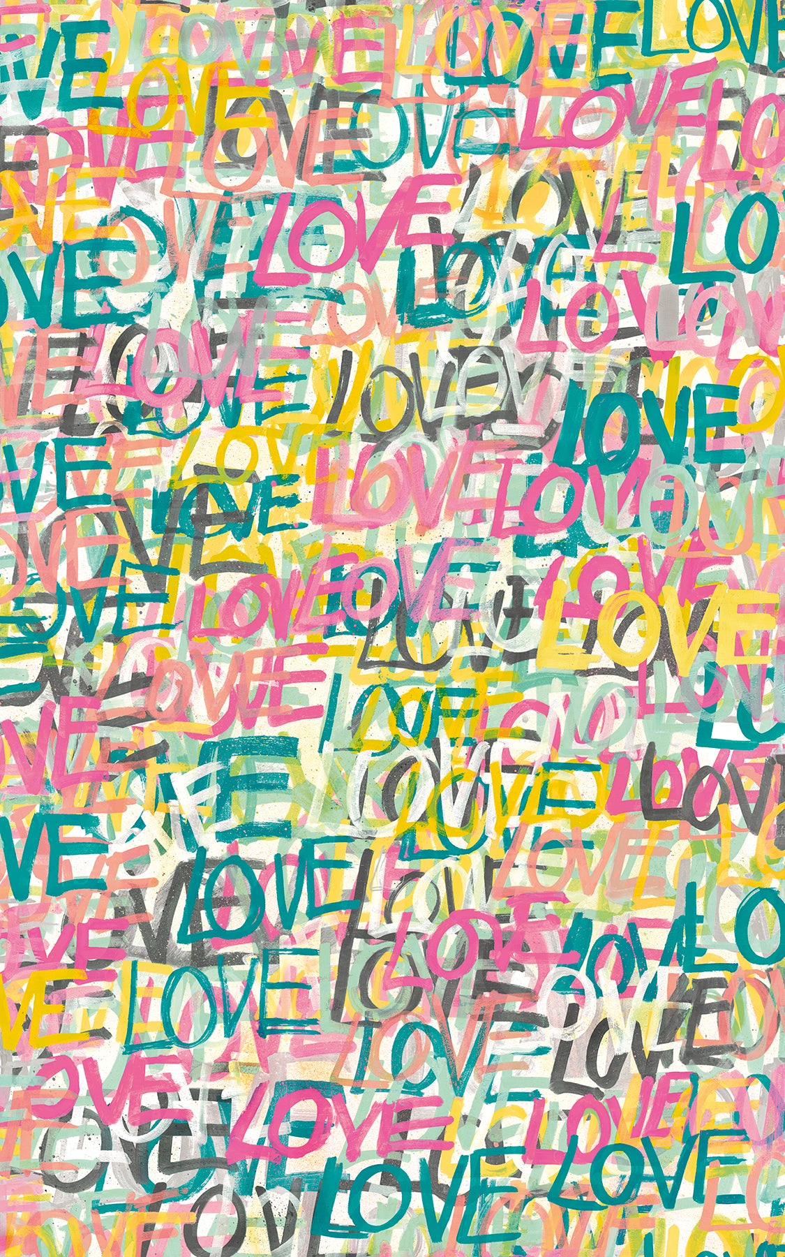 ohpopsi Indio Pastel Love Scribble Wallpaper, 19.7-in by 33-ft