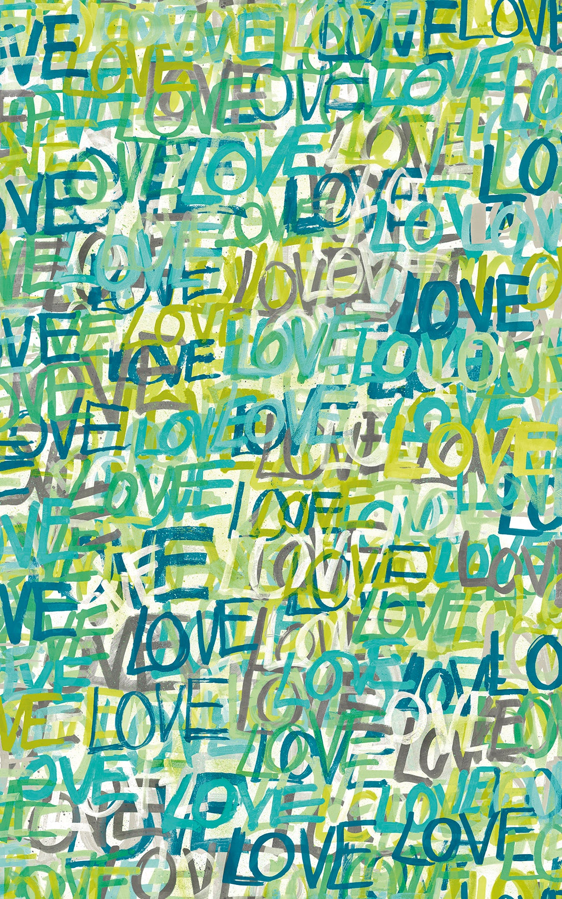 ohpopsi Indio Teal Love Scribble Wallpaper, 19.7-in by 33-ft