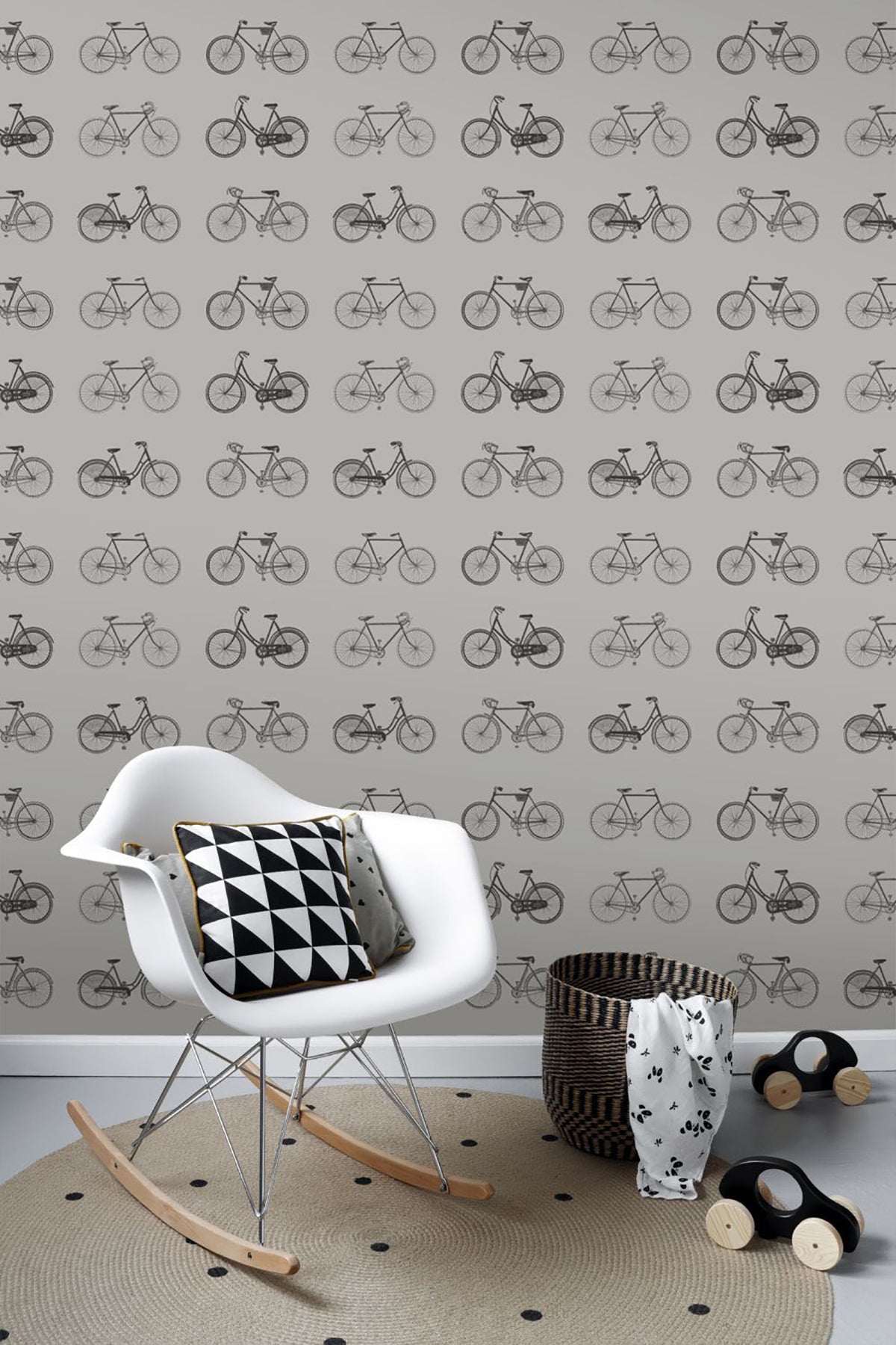 ESTA Home Turnblad Grey Bicycle Wallpaper, 20.5-in by 33-ft