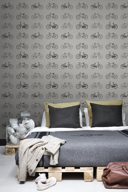 ESTA Home Turnblad Grey Bicycle Wallpaper, 20.5-in by 33-ft