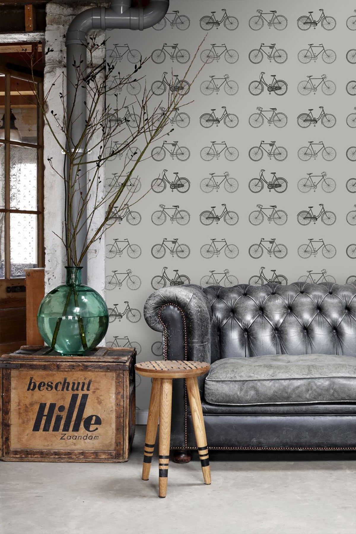 ESTA Home Turnblad Grey Bicycle Wallpaper, 20.5-in by 33-ft