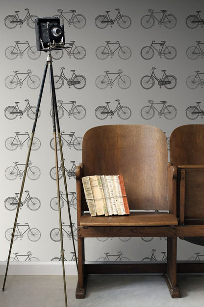 ESTA Home Turnblad Grey Bicycle Wallpaper, 20.5-in by 33-ft