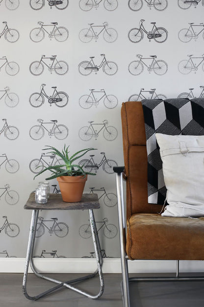 ESTA Home Turnblad Grey Bicycle Wallpaper, 20.5-in by 33-ft