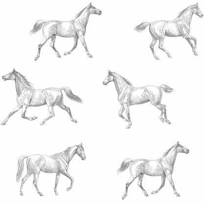 ESTA Home Burnett Off White Horses Wallpaper, 20.5-in by 33-ft