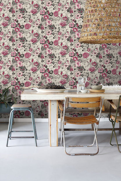 ESTA Home Penny Pink Floral Wallpaper, 20.5-in by 33-ft