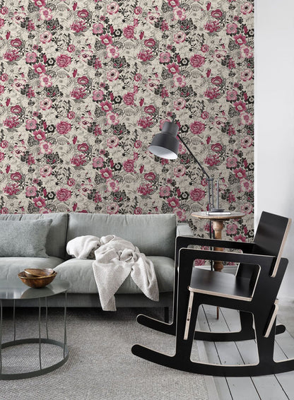 ESTA Home Penny Pink Floral Wallpaper, 20.5-in by 33-ft