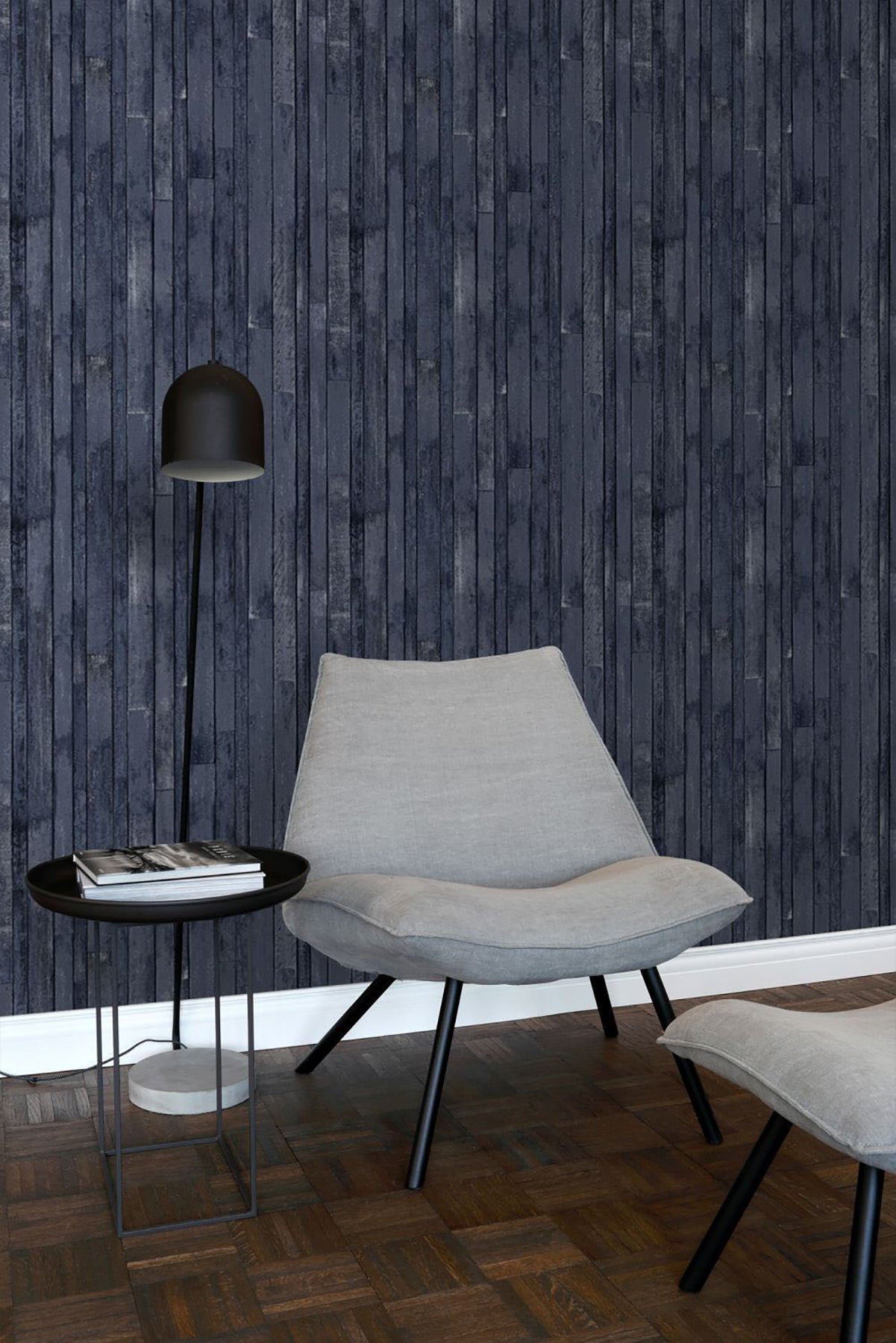 ESTA Home Azelma Navy Wood Wallpaper, 20.5-in by 33-ft