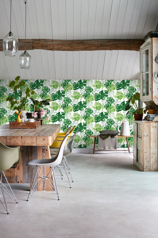 ESTA Home Patti Green Leaves Wallpaper, 20.5-in by 33-ft