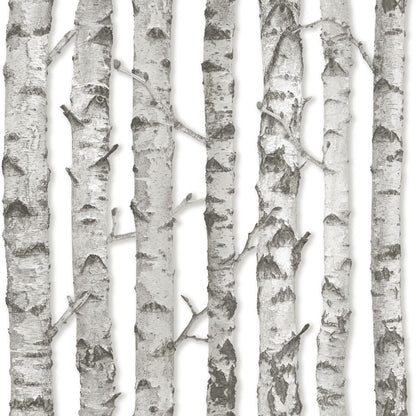 ESTA Home Merman Light Grey Birch Tree Wallpaper, 20.5-in by 33-ft