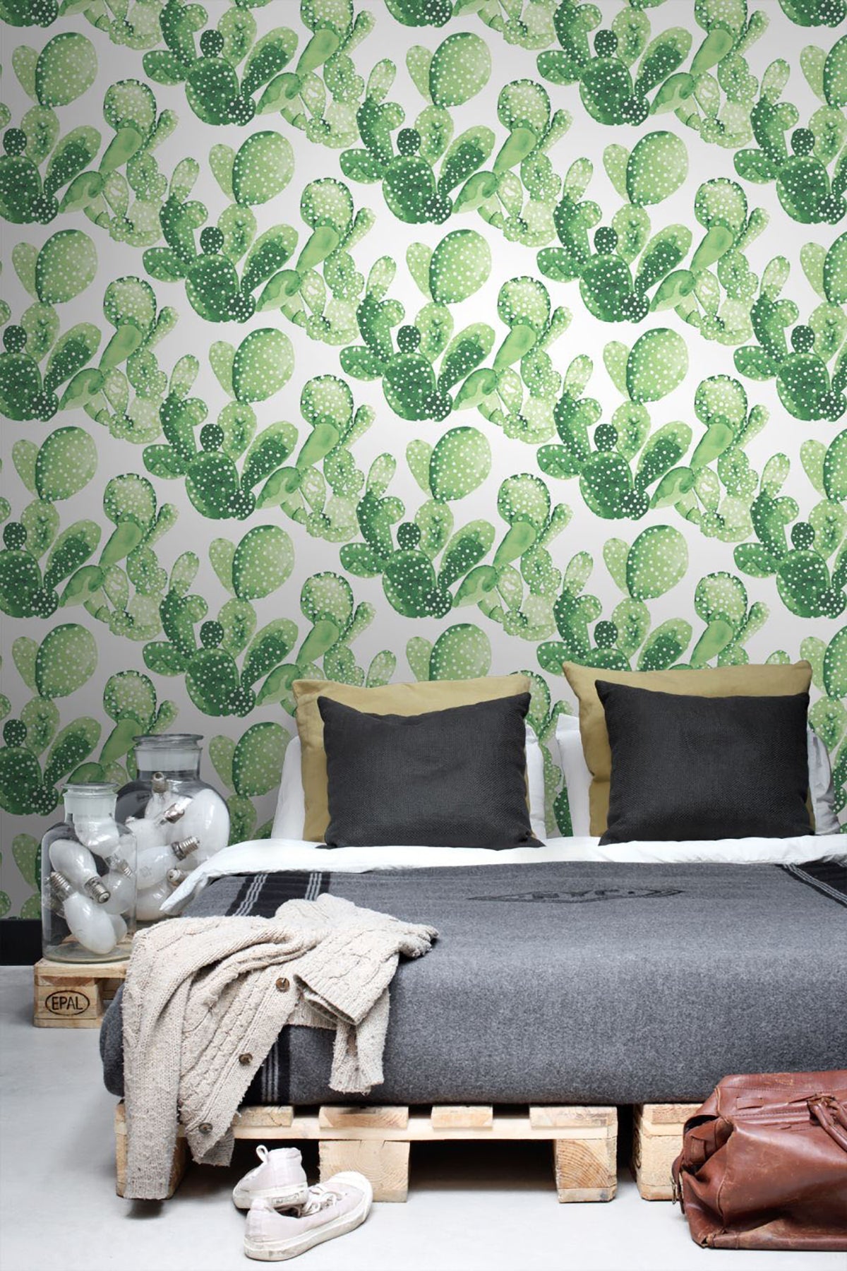 ESTA Home Mimi Green Cactus Wallpaper, 20.5-in by 33-ft