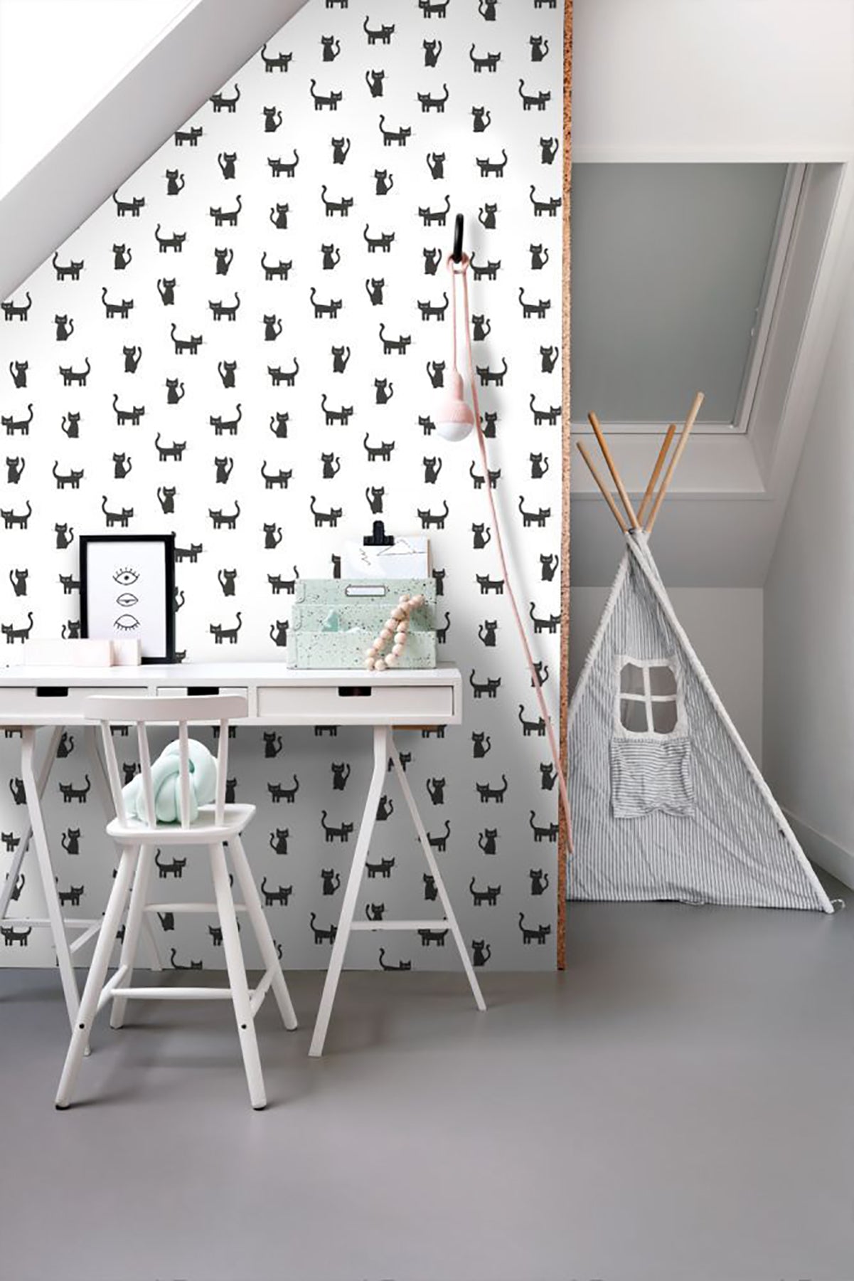 ESTA Home Salem Black Kittens Wallpaper, 20.9-in by 33-ft