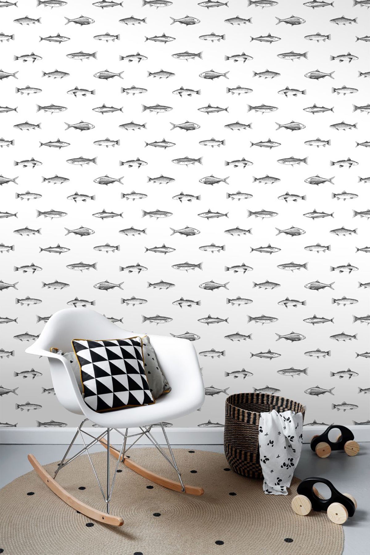 ESTA Home Fiyero Off White Fish Wallpaper, 20.5-in by 33-ft