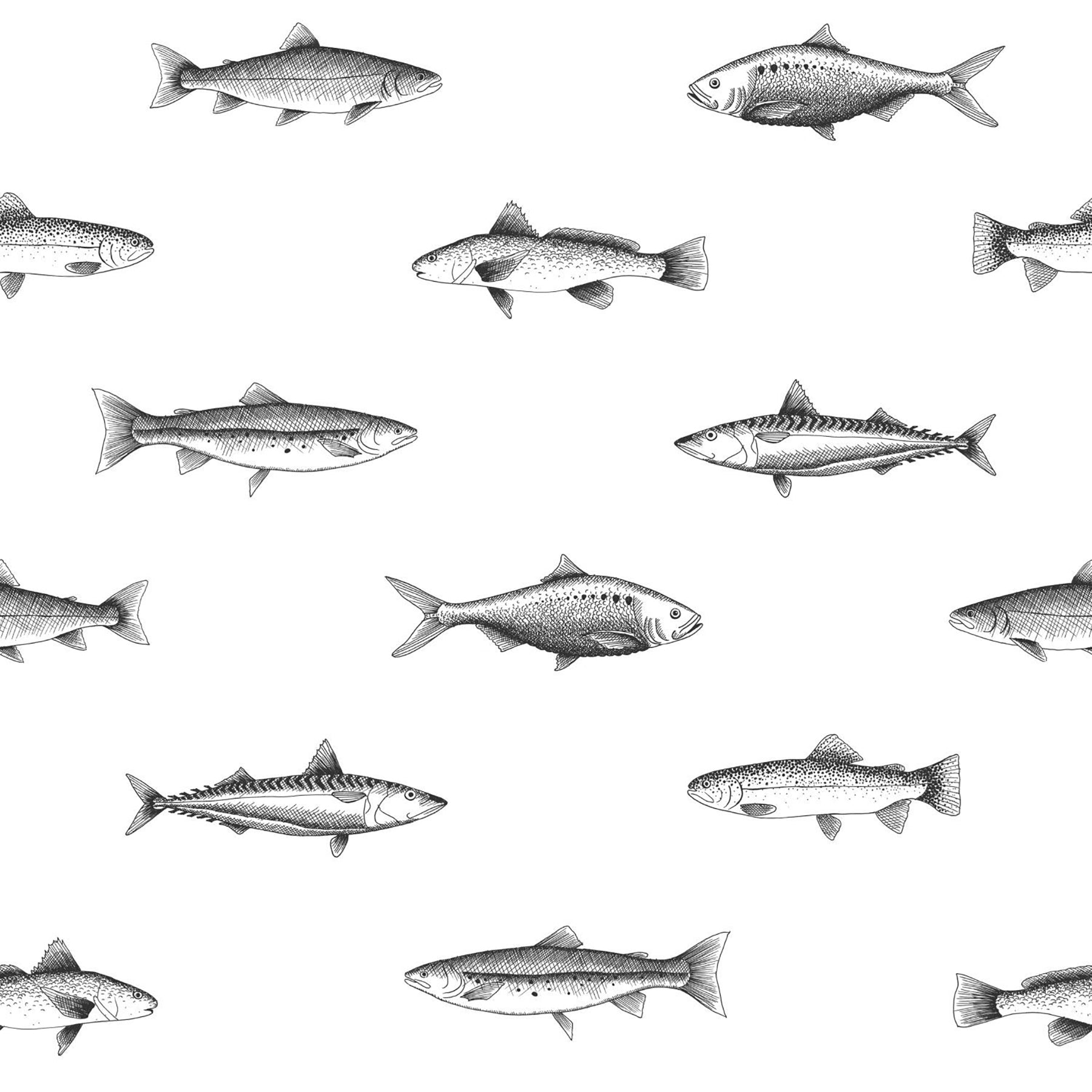 ESTA Home Fiyero Off White Fish Wallpaper, 20.5-in by 33-ft