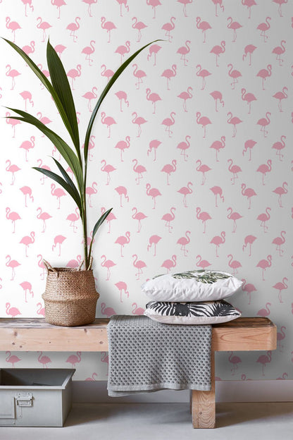 ESTA Home Lovett Pink Flamingo Wallpaper, 20.5-in by 33-ft