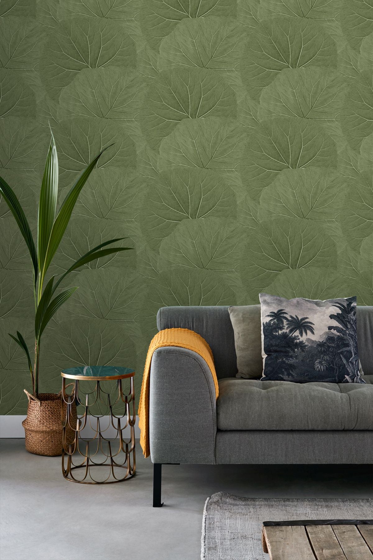 ESTA Home Xylem Olive Large Leaves Wallpaper, 20.9-in by 33-ft