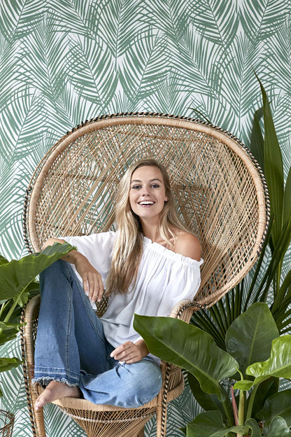 ESTA Home Fifi Green Palm Frond Wallpaper, 20.5-in by 33-ft