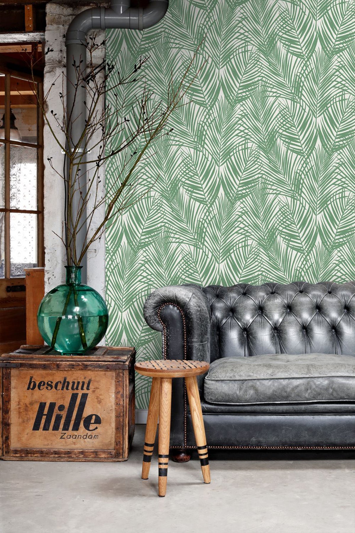 ESTA Home Fifi Green Palm Frond Wallpaper, 20.5-in by 33-ft