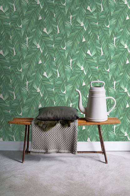 ESTA Home Dumott Green Tropical Leaves Wallpaper, 20.5-in by 33-ft