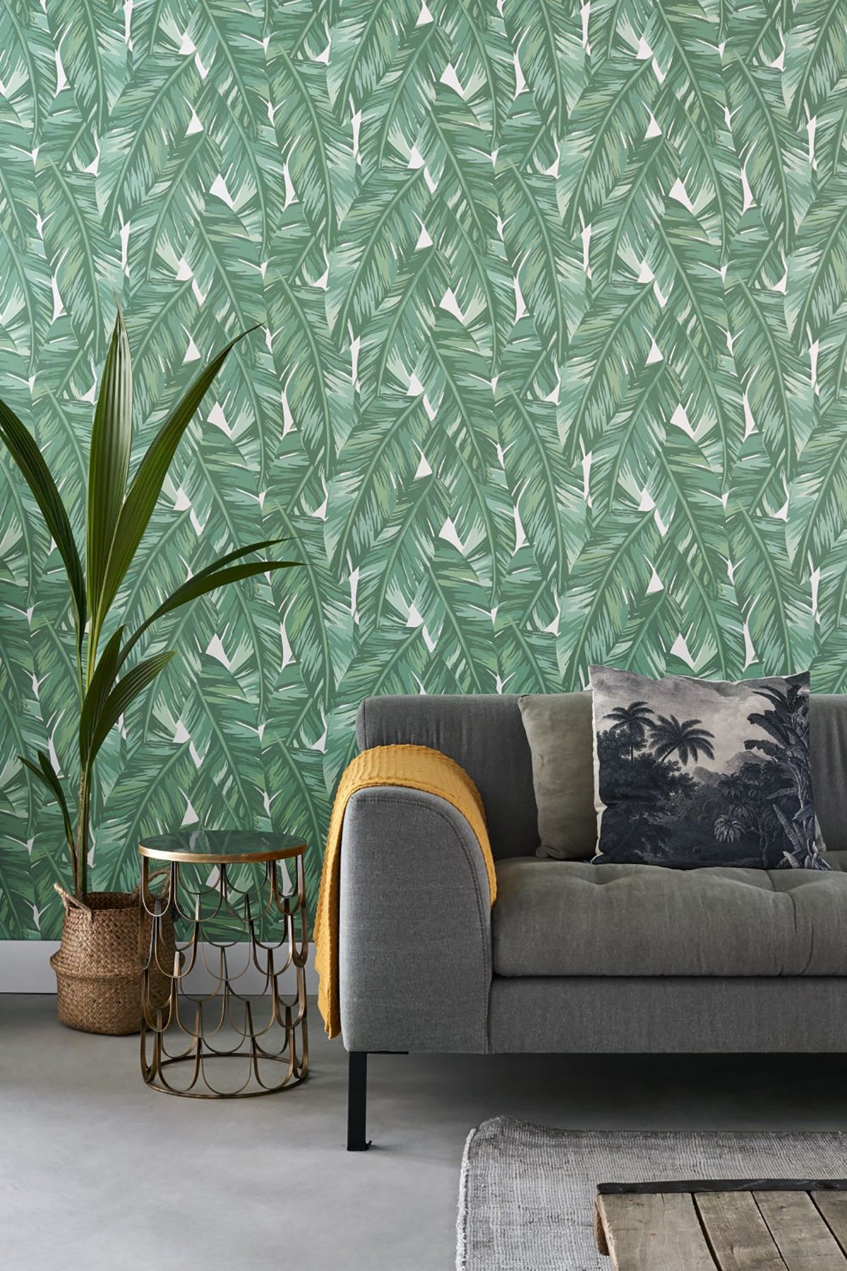 ESTA Home Dumott Green Tropical Leaves Wallpaper, 20.5-in by 33-ft